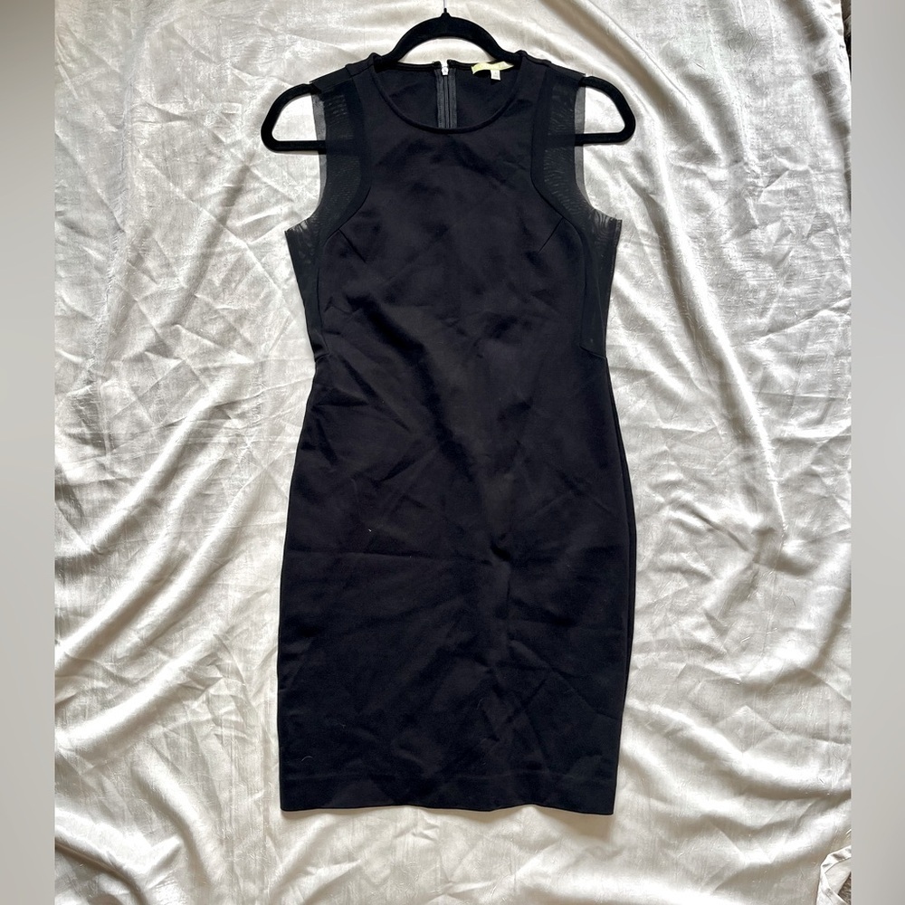 Gianni Bini Black Mesh Sleeve Caps Mini Dress